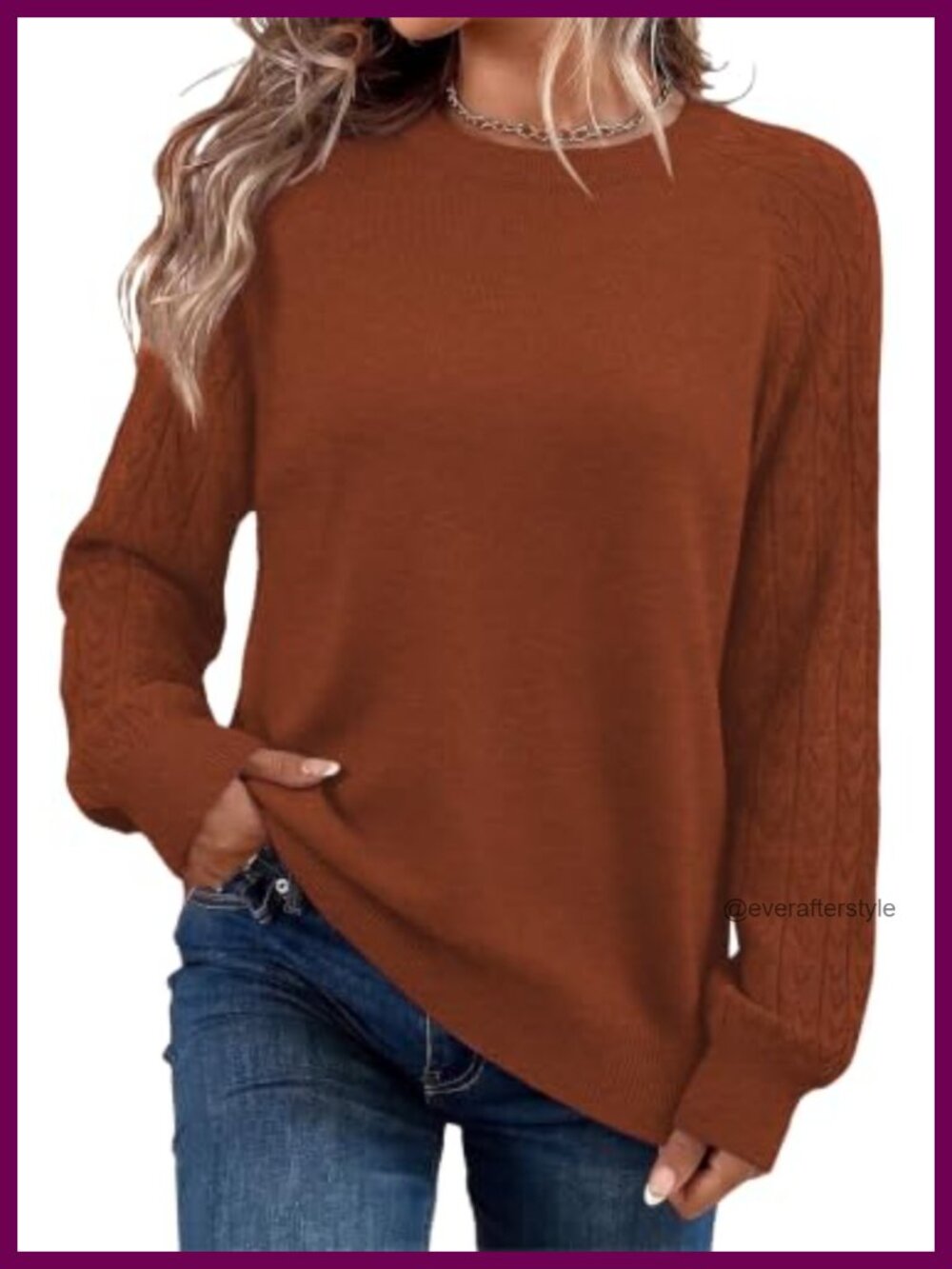 Lightweight Knit Sweater Long Sleeve Crew Neck Pullover Top Fall Winter